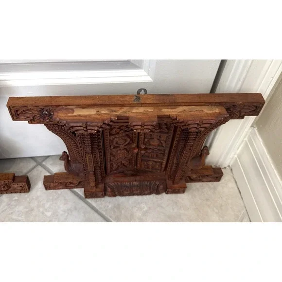 2 Peacock Ankhi Jhyal/Nepalese Antique Architectural Vintage Window/Wooden Frame - Picture 8 of 15